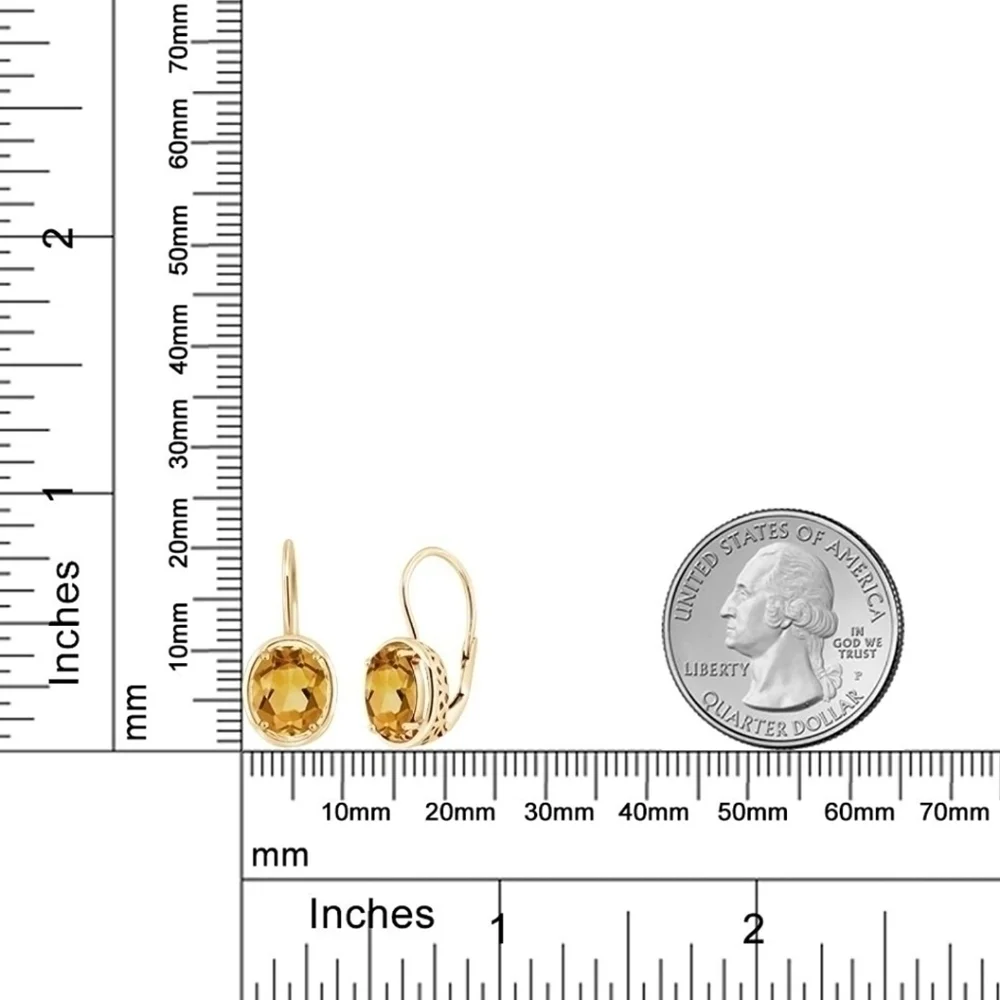 18K Yellow Gold 3.0ct Citrine Dangle Earrings Anniversary Gift Birthstone 925